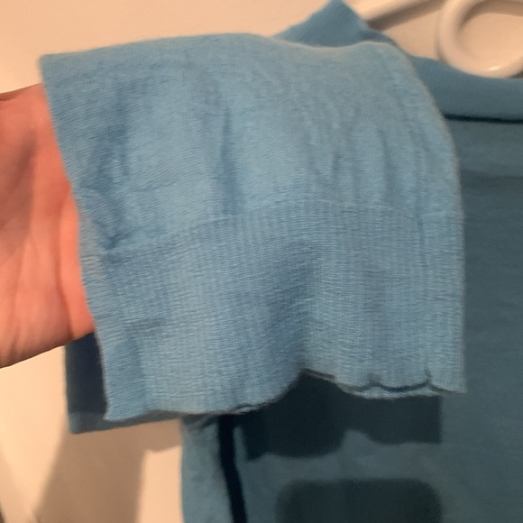 Stunning Light Aqua Nicole Miller Diagonal Cut 100% Merino Wool Crewneck SZ L😍 - Picture 6 of 8